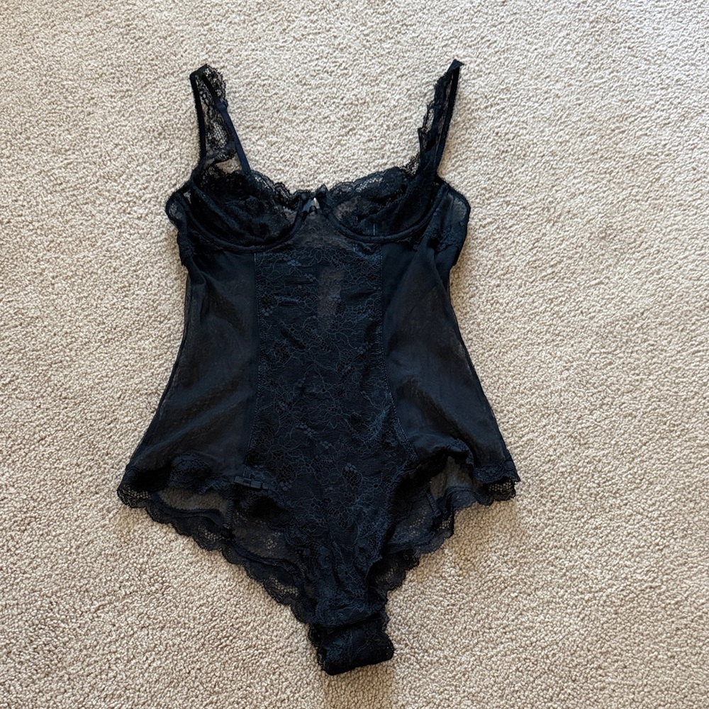 Victoria's Secret Black Lace Bodysuit